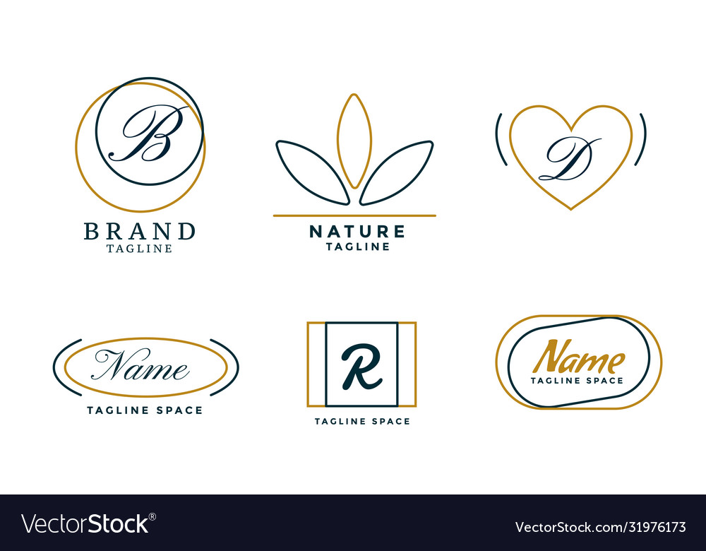 Line style elegant minimal logos set six