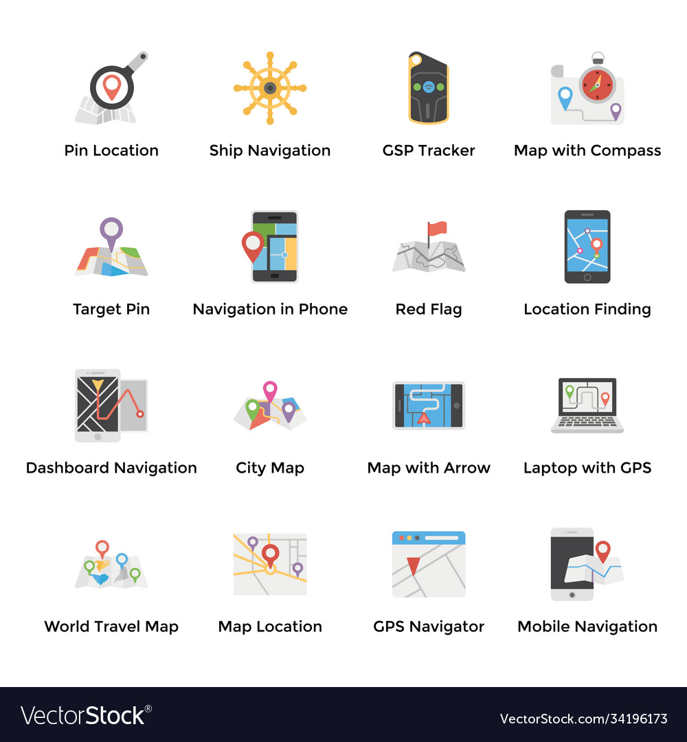 Map pointers icons set