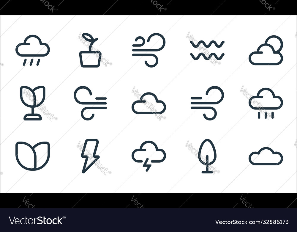 Nature line icons linear set quality