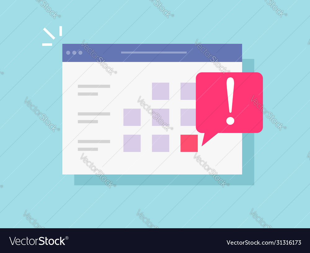 Online web calendar page with important date Vector Image Online web calendar page with important date