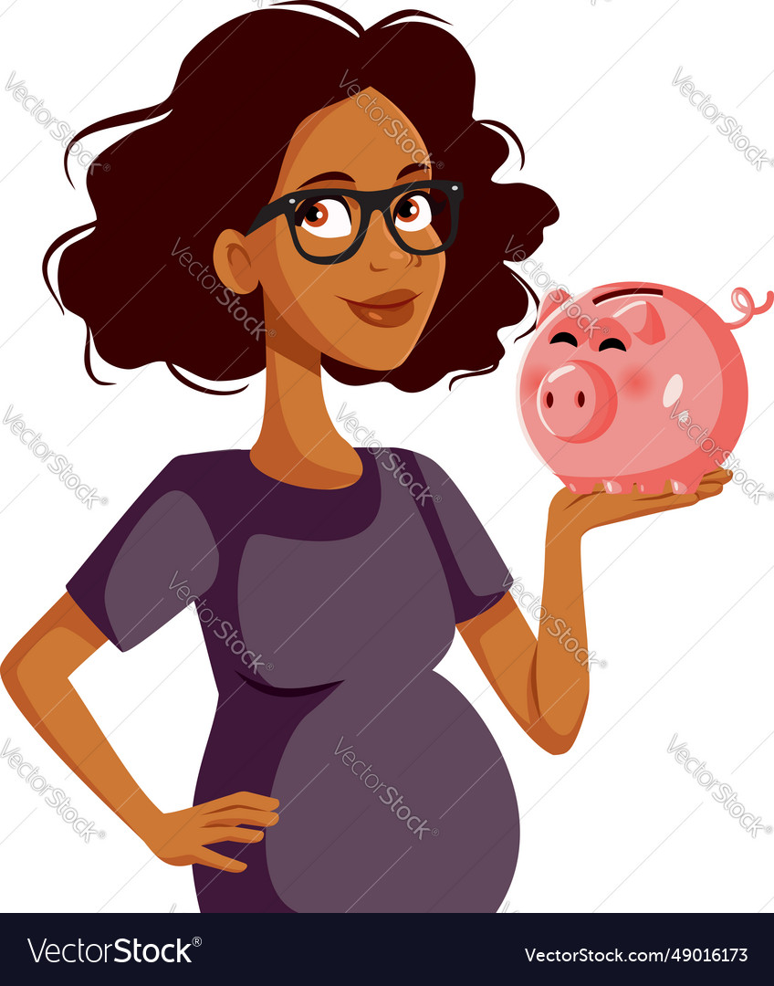 Pregnant woman paying health insurance saving Vector Image