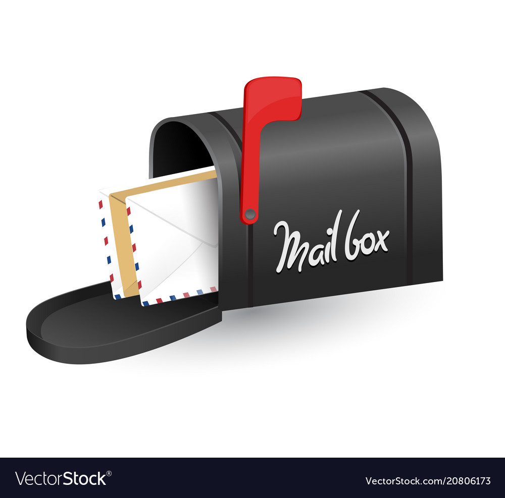 Red Mailbox with Open Door and Flag