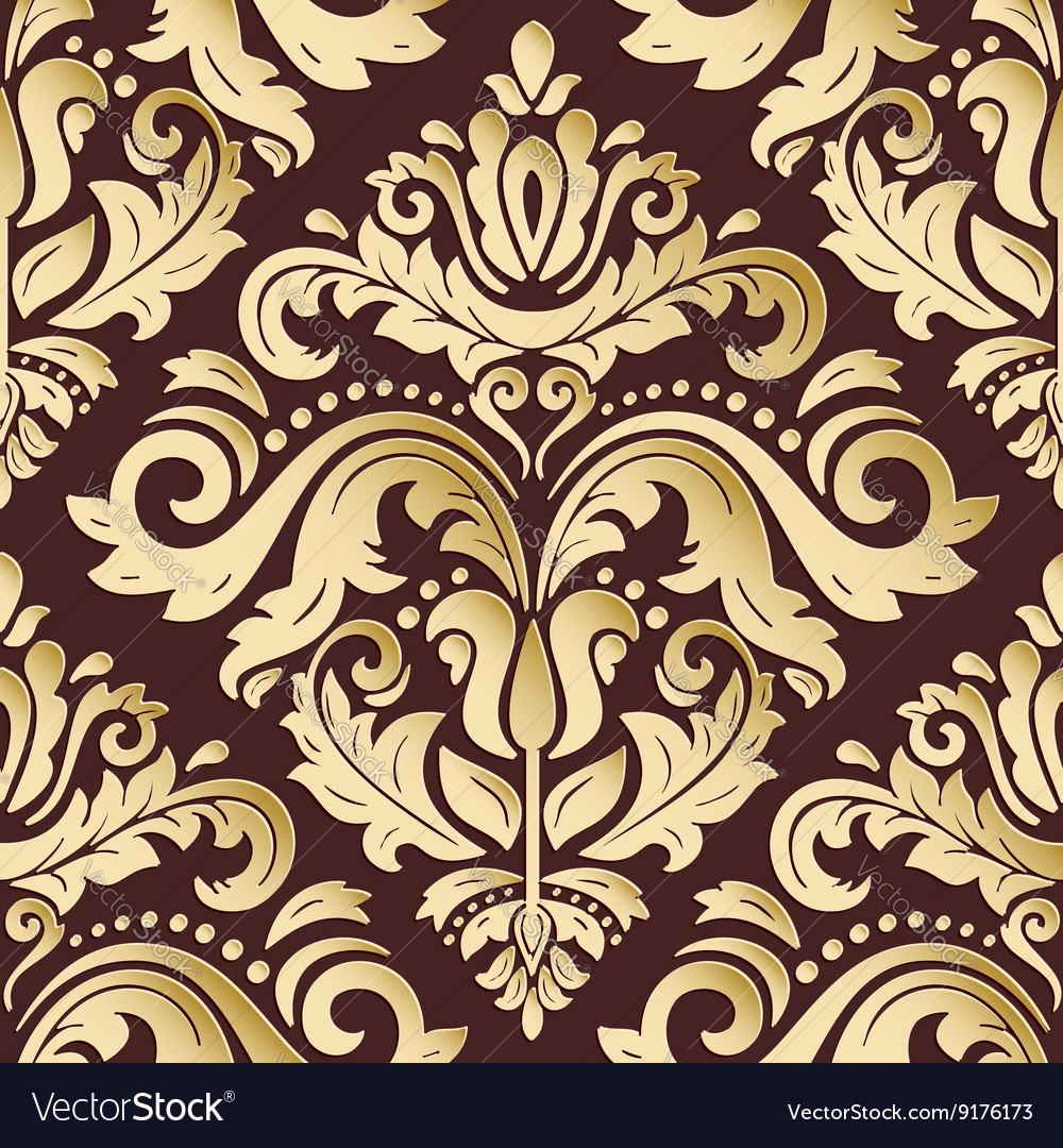 Seamless oriental pattern with 3d elements