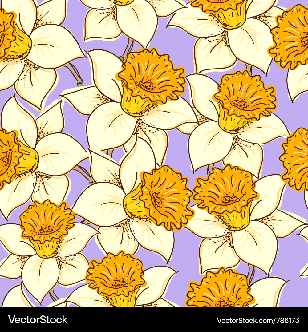 Seamless pattern with daffodil Royalty Free Vector Image