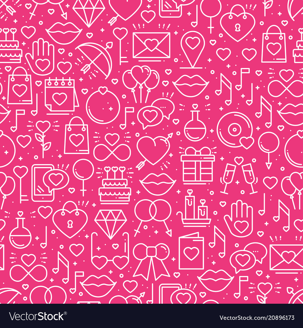 Seamless pattern with love symbols in line style