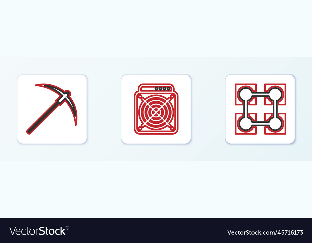 Set line blockchain technology pickaxe and asic