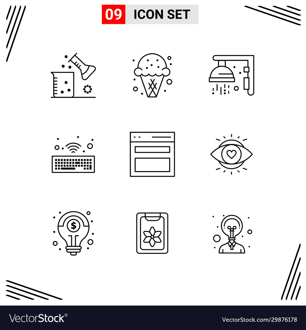 9 icons line style grid based creative outline vector image 9 icons line style grid based creative outline