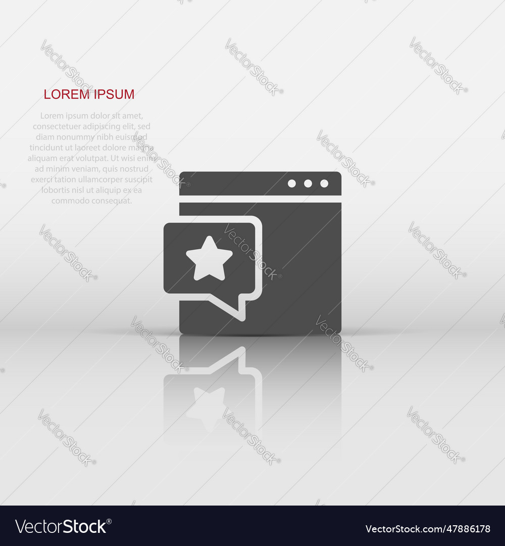 Browser window with star icon in flat style wish
