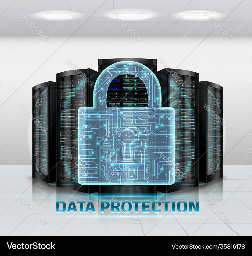 Cloud storage realistic composition Royalty Free Vector