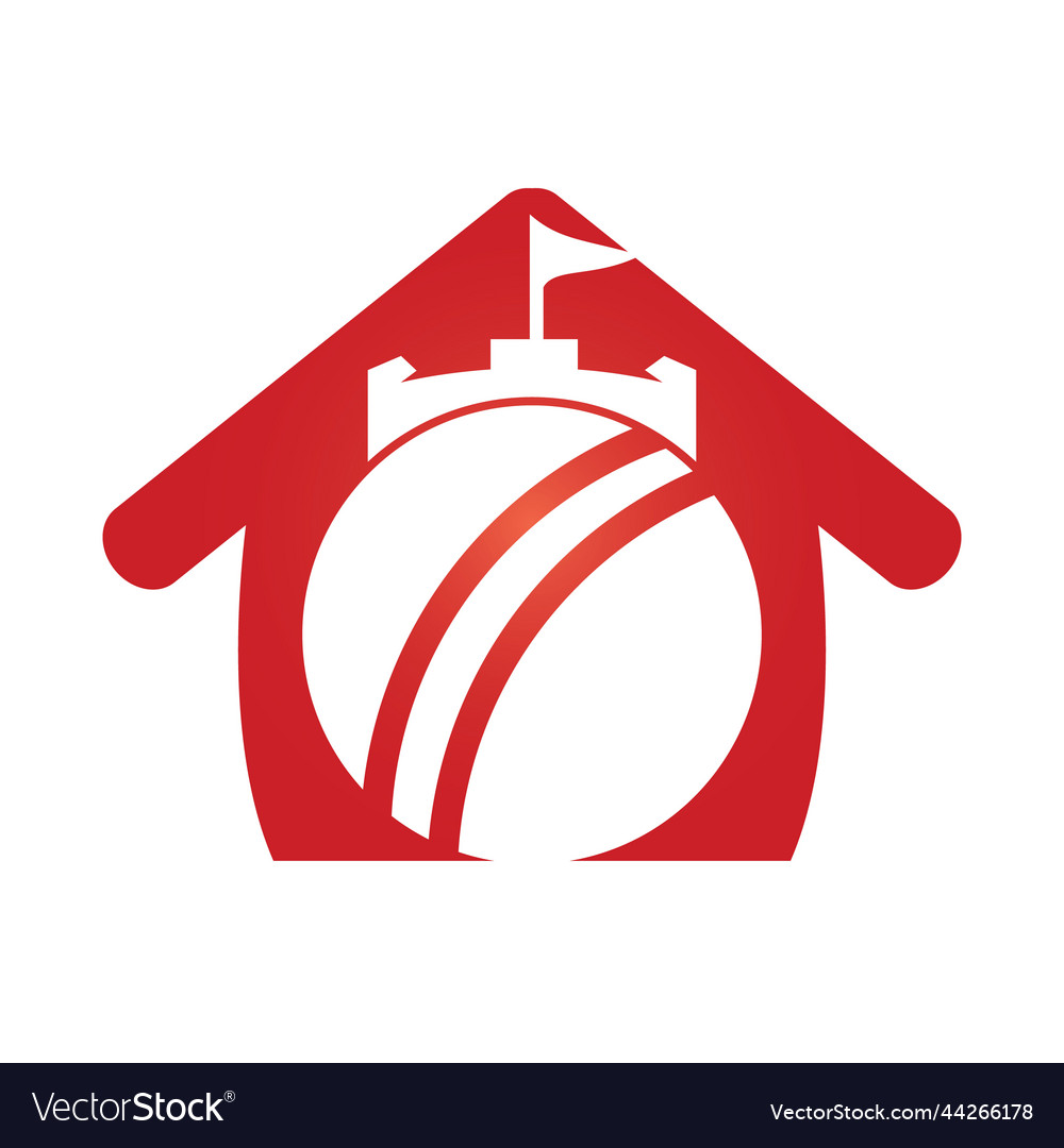 Cricket ball with fort icon logo design