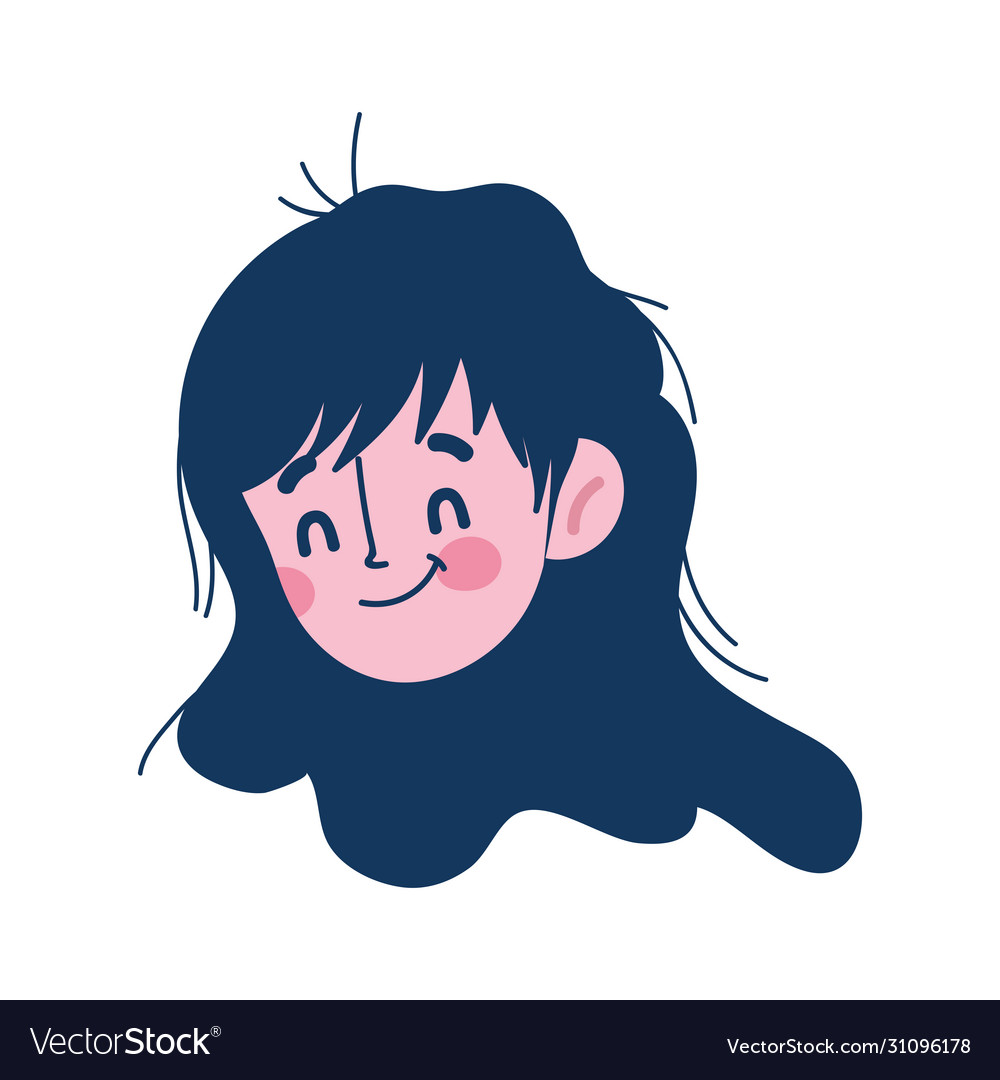 Cute young woman face cartoon isolated icon Vector Image