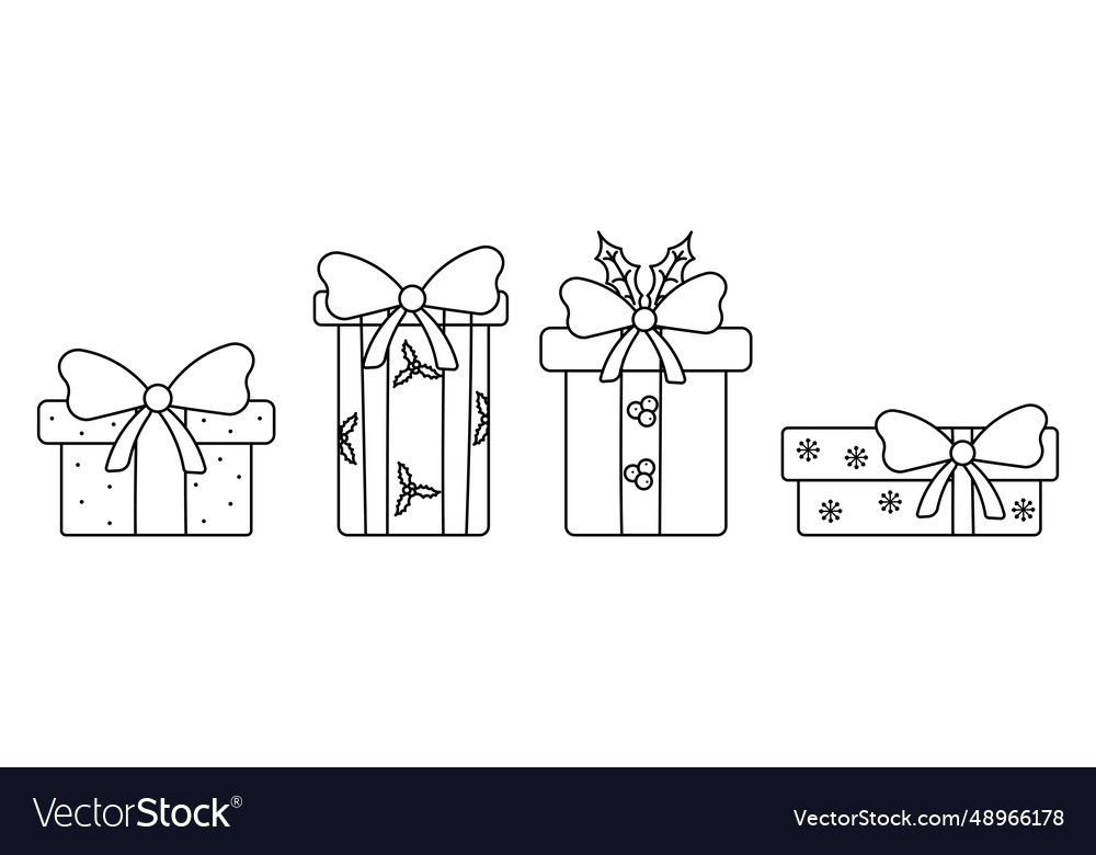 Gifts Holiday Year Set Elements Royalty Free Vector Image