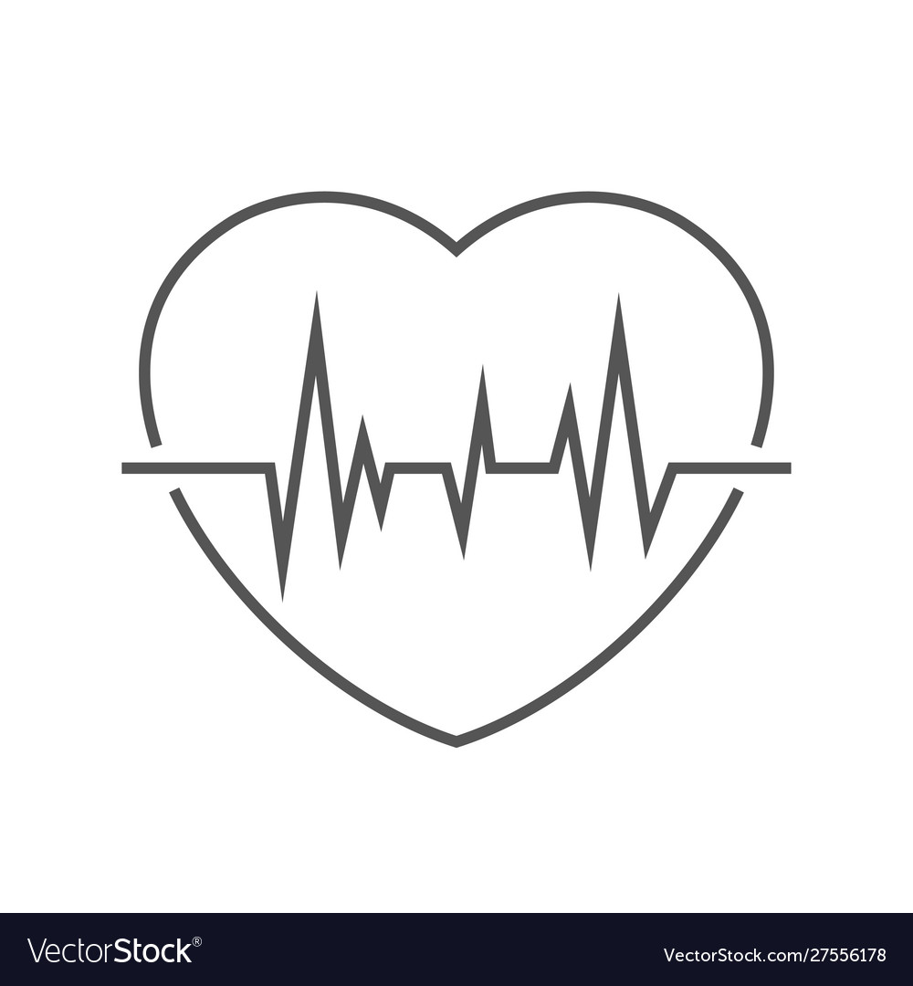 Image a heart with pulse linear icon
