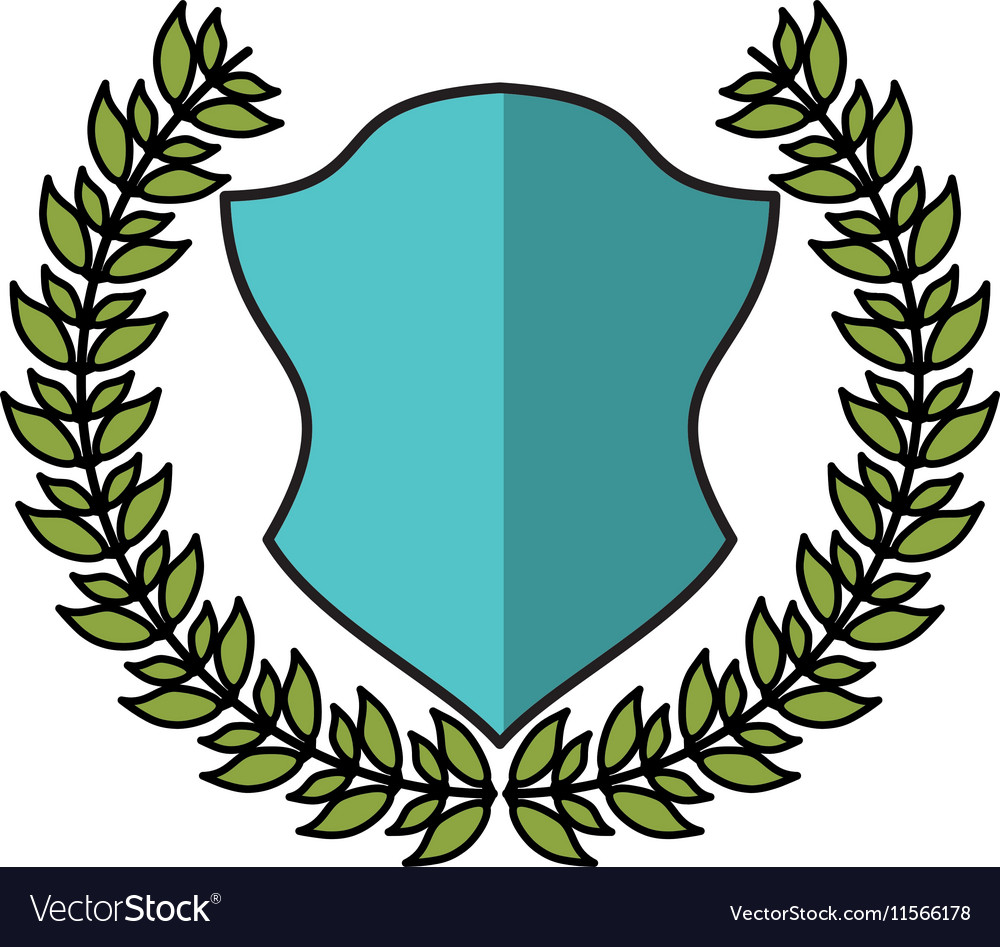 Isolated shield inside wreath design