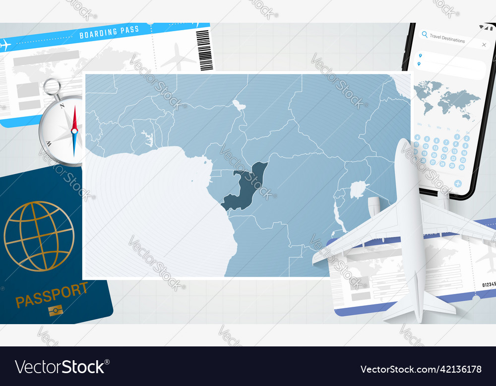 Journey to congo with a map of background