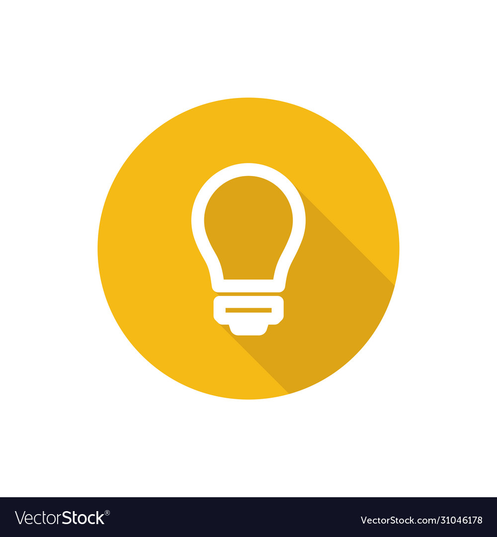 Lightbulb outline icon in flat with shadow vector image Lightbulb outline icon in flat with shadow