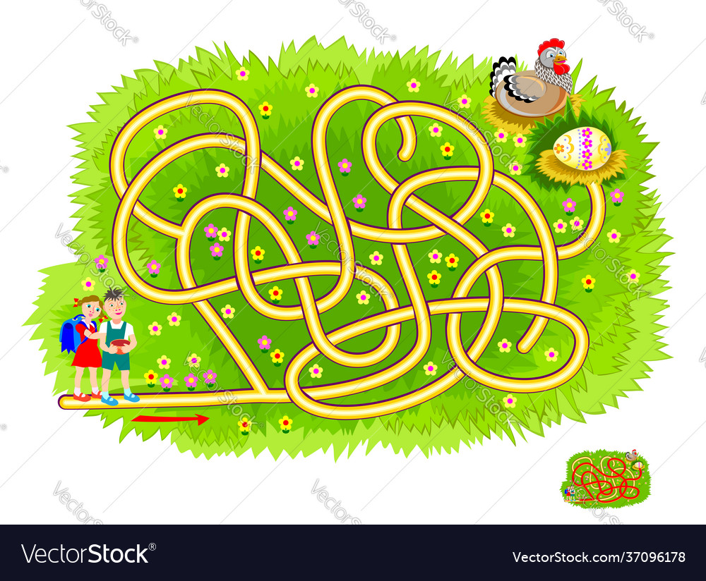 Logic puzzle game with labyrinth for children Vector Image