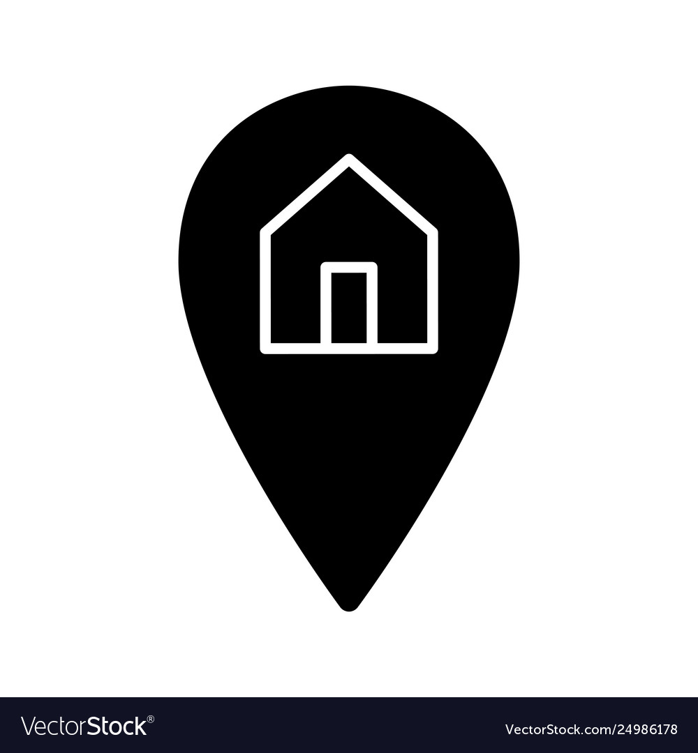 Map pointer and house simple icon black