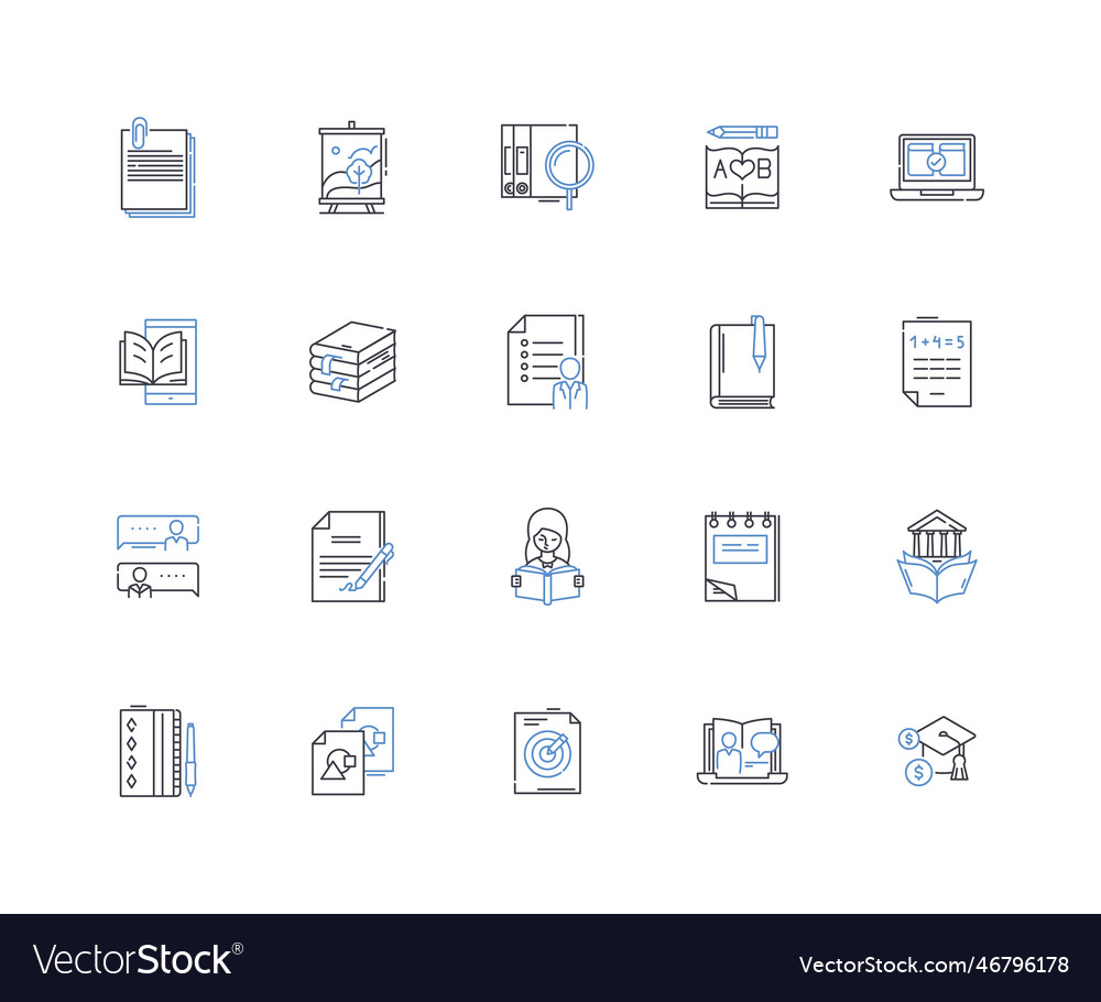 Notetakingrecording line icons collection Vector Image