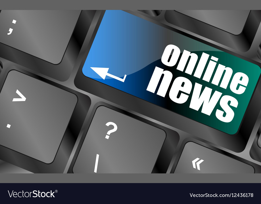 Online news button on computer keyboard key