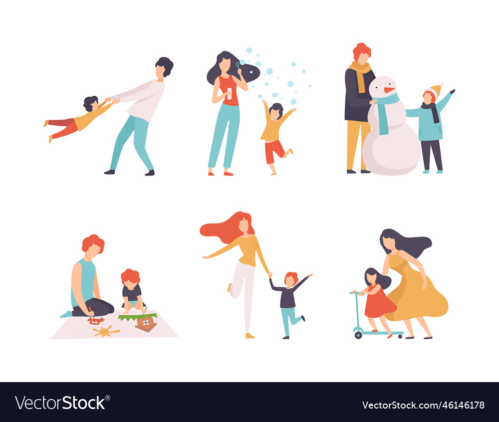 Parent and their children spending good time Vector Image