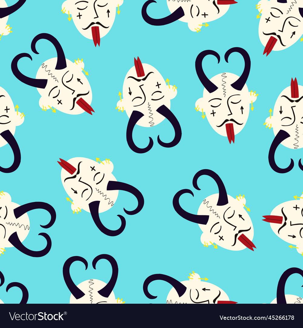 Muster von funky Dämonenkopf mit einem gruselig hässlich vector image Muster von funky Dämonenkopf mit einem gruselig hässlich