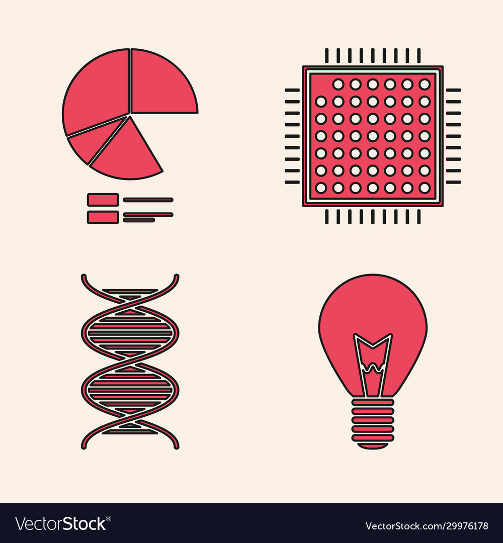 Set light bulb with concept idea pie chart vector image Set light bulb with concept idea pie chart