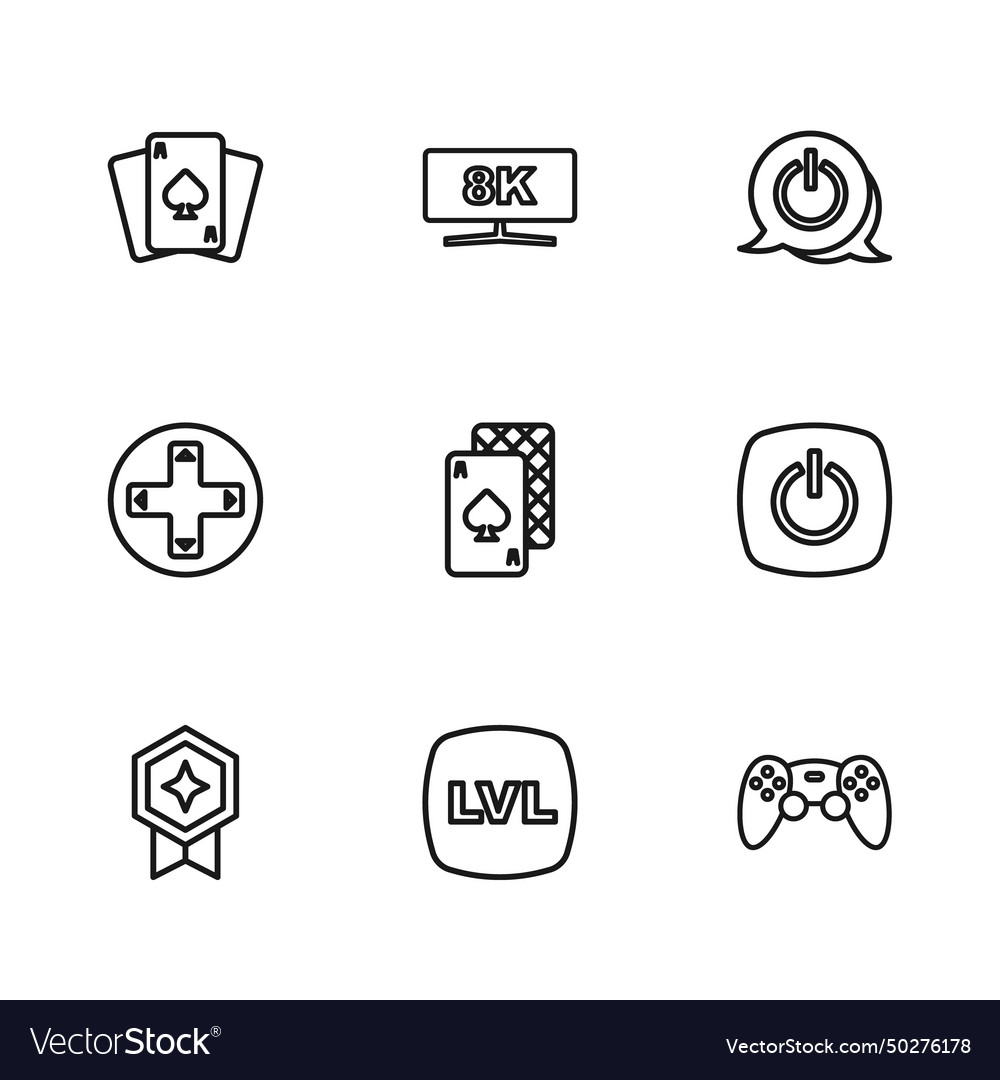Set line level game power button controller vector image Set line level game power button controller