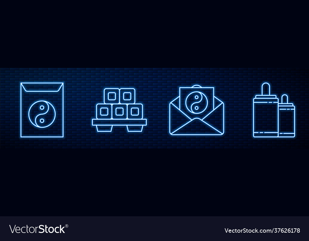 Set line yin yang and envelope vector image Set line yin yang and envelope