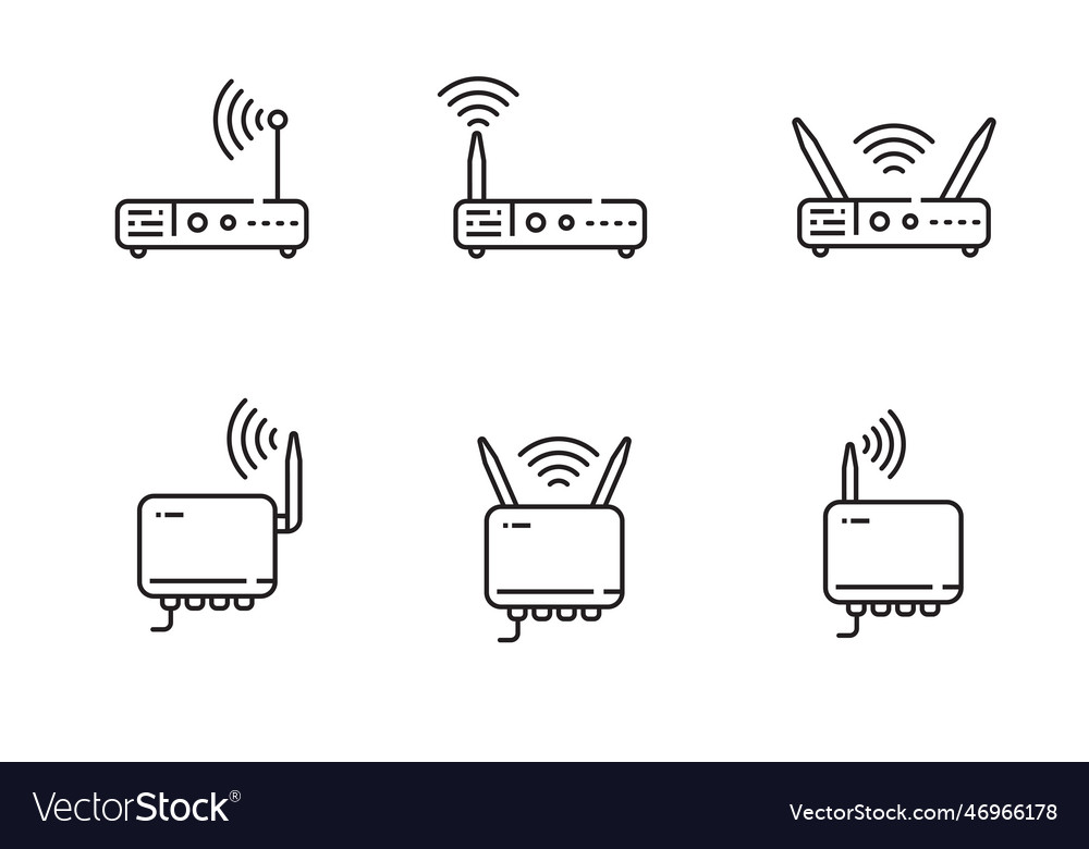 Set of router icons in line style