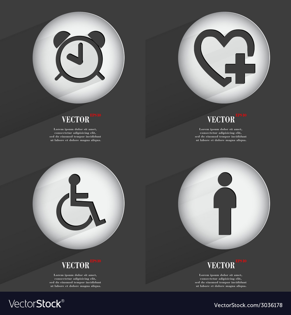 Set of trendy buttons icons with long shadow