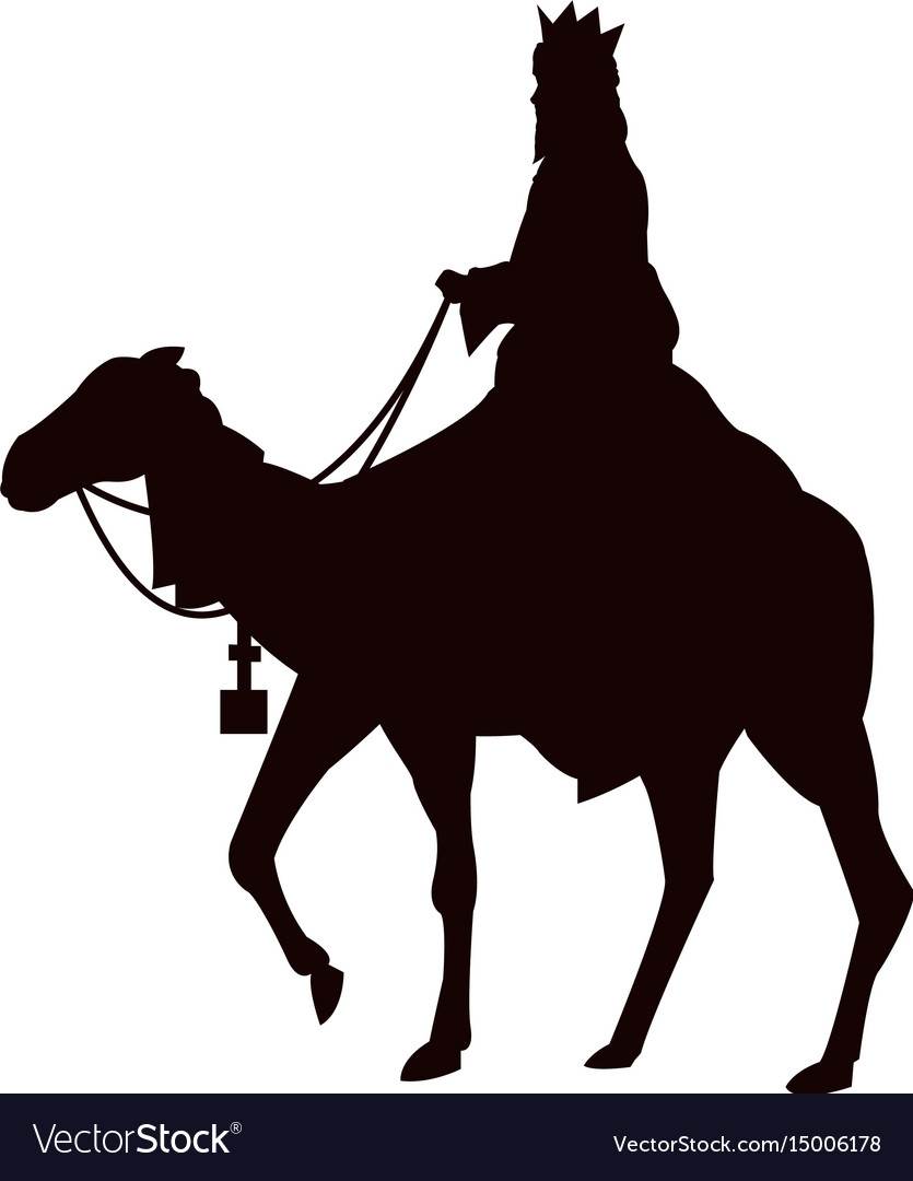 Download Silhouette wise king traveling on camel of Vector Image