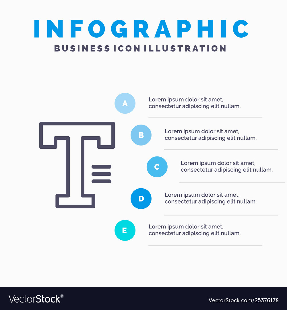 Type text write word line icon with 5 steps vector image Type text write word line icon with 5 steps