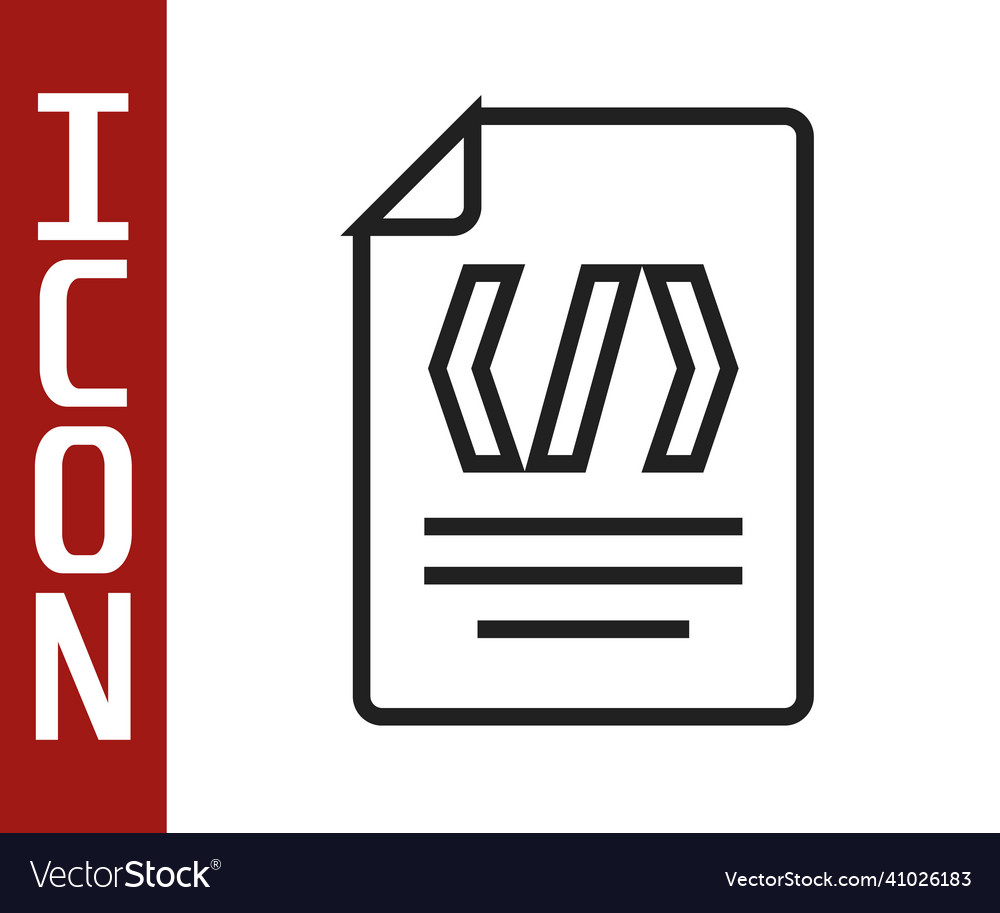 Black line binary code icon isolated on white