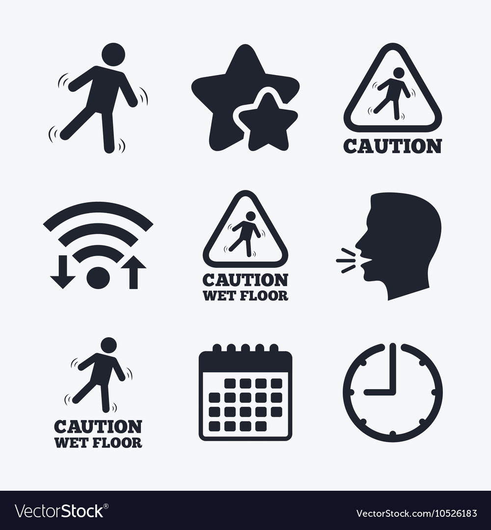 Caution wet floor icons Human falling signs Vector Image