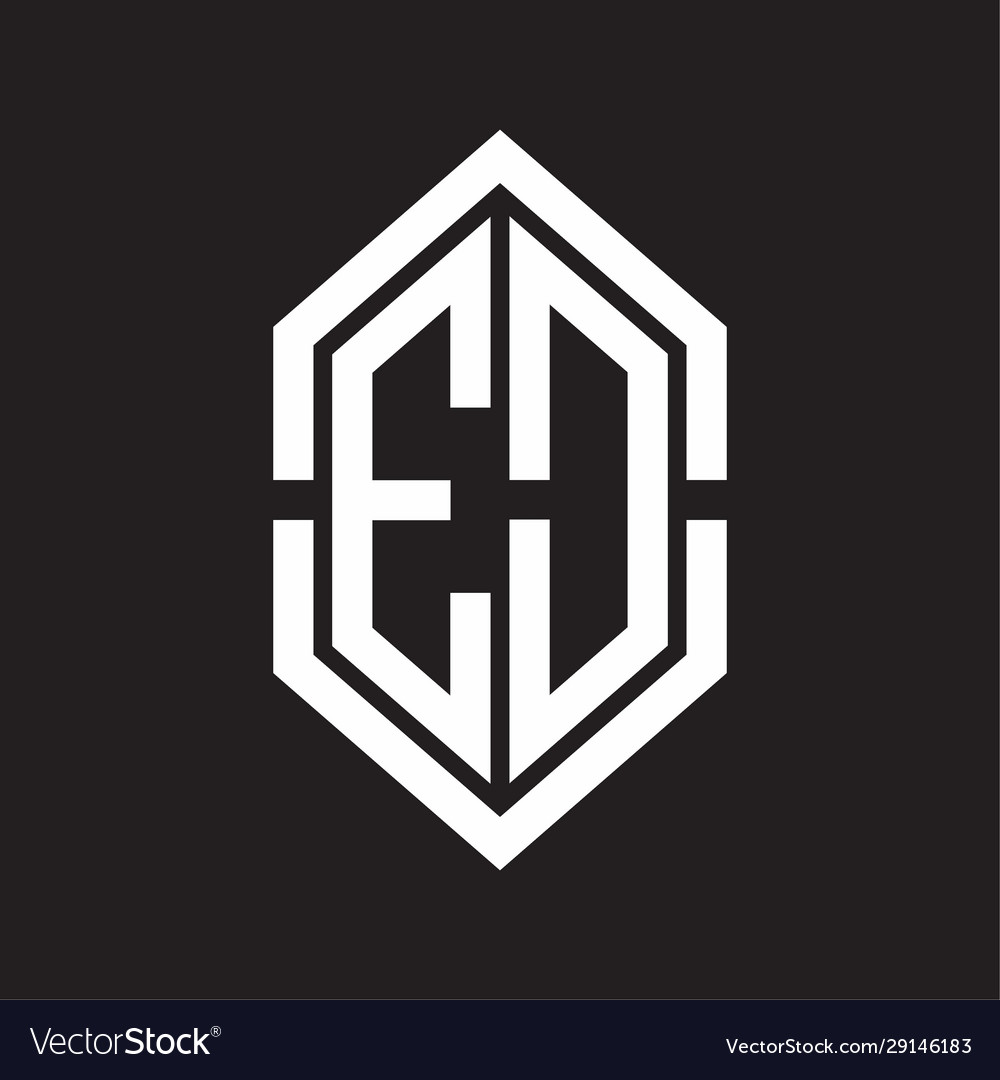 Ed logo monogram with hexagon shape and outline
