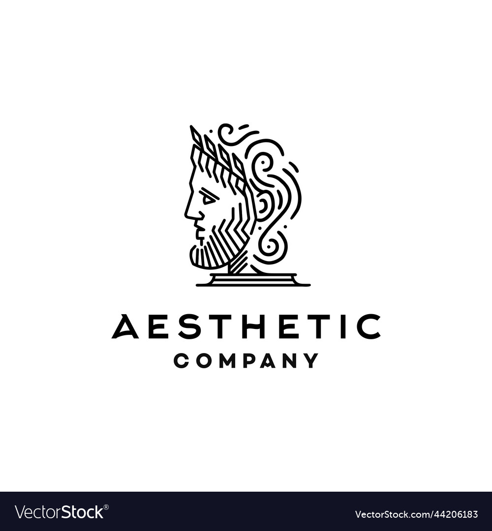 Greek god icon logo ancient philosopher Royalty Free Vector