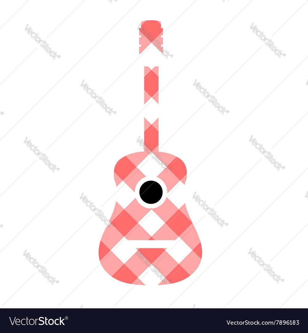 Guitar with red gingham pattern fabric