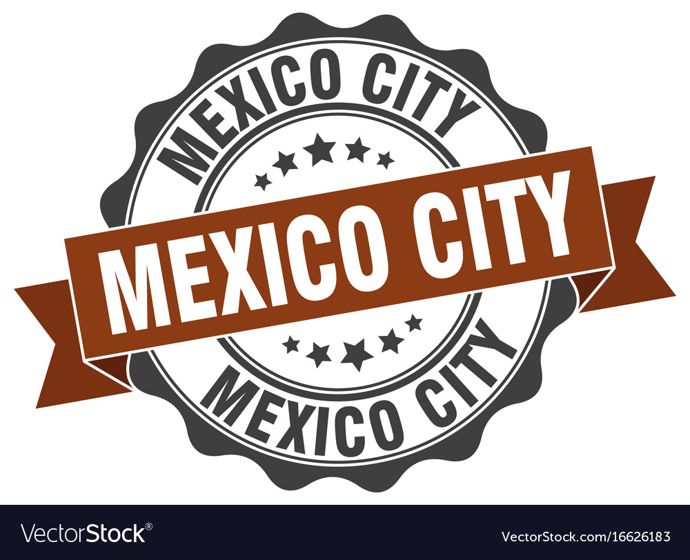 Mexico city round ribbon seal