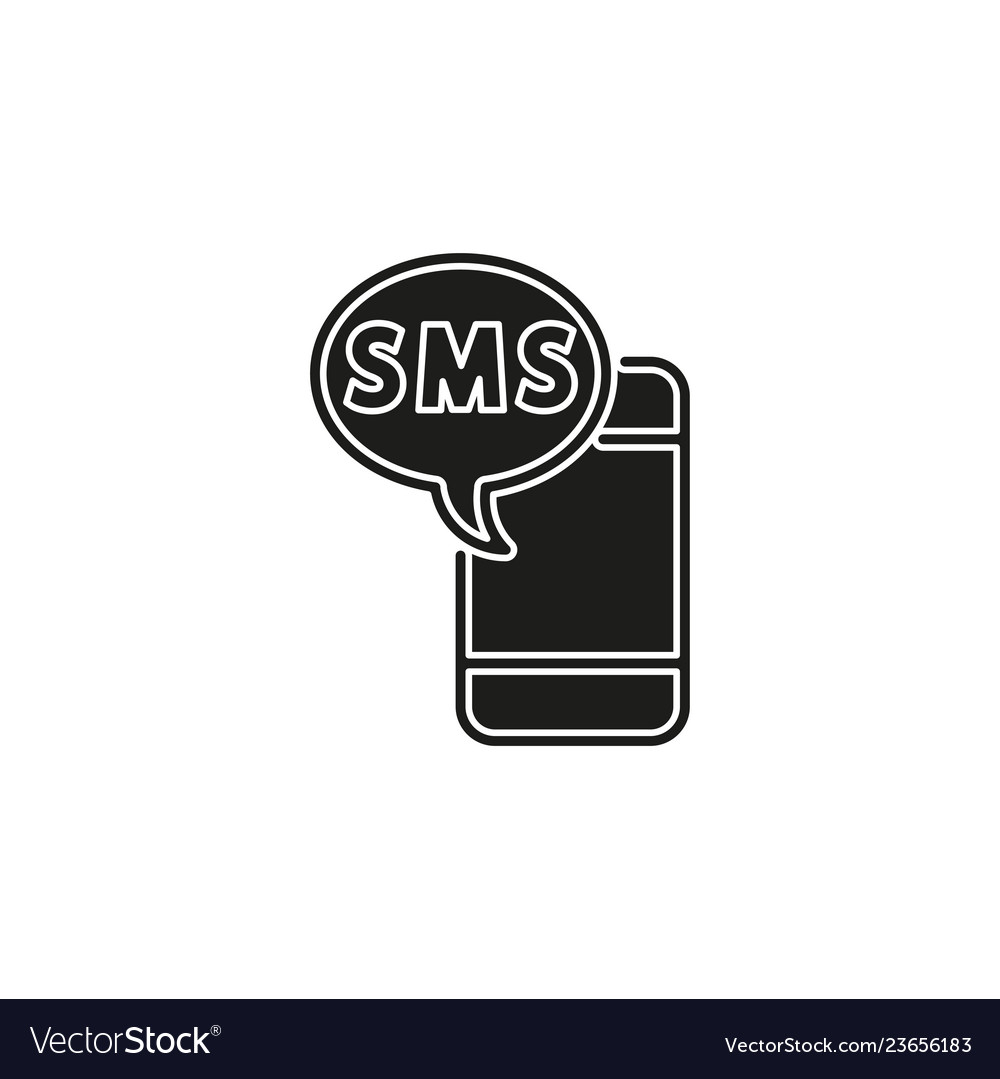 Mobile icon with text message - sms communication