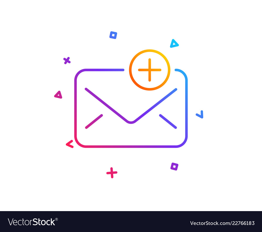 New mail line icon add message correspondence vector image New mail line icon add message correspondence