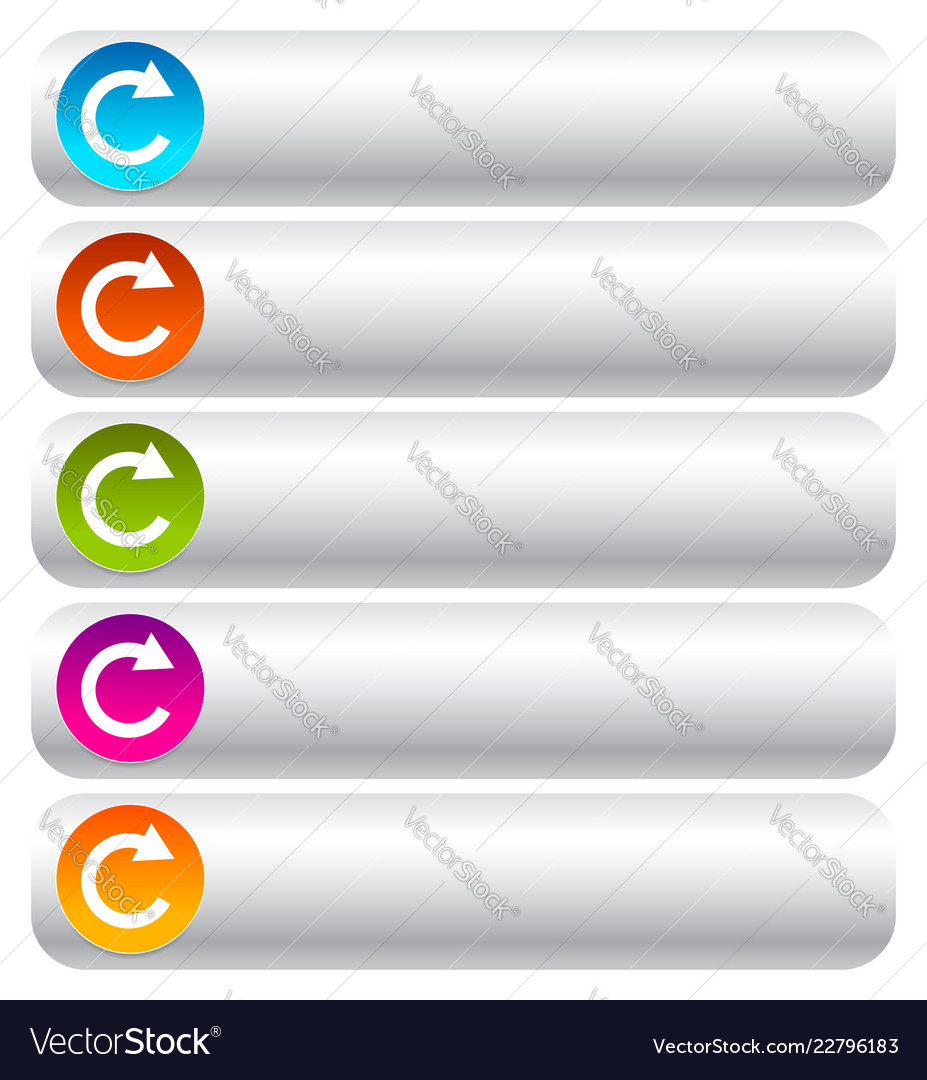 Oblong blank buttons with circular arrow in 5 vector image Oblong blank buttons with circular arrow in 5