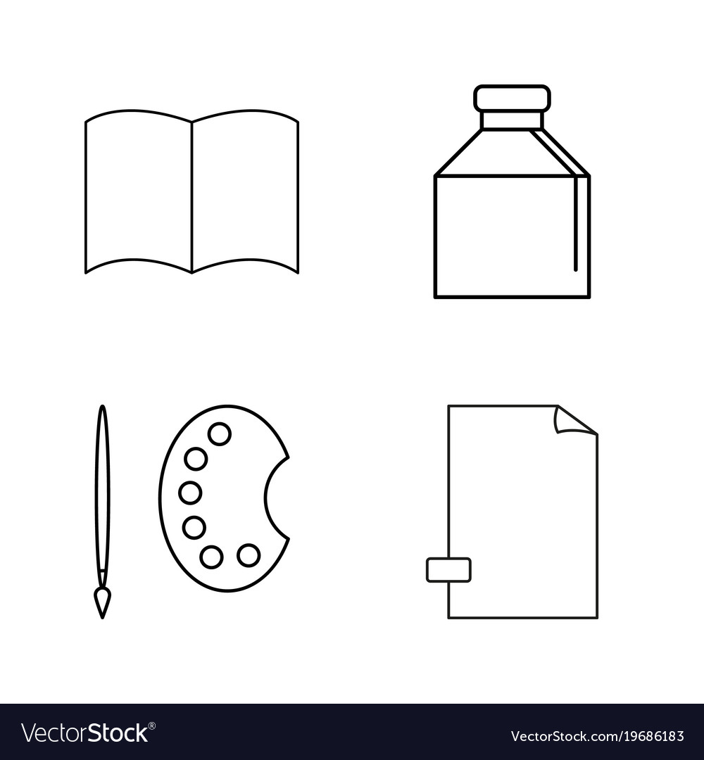 Office simple linear outline icon set