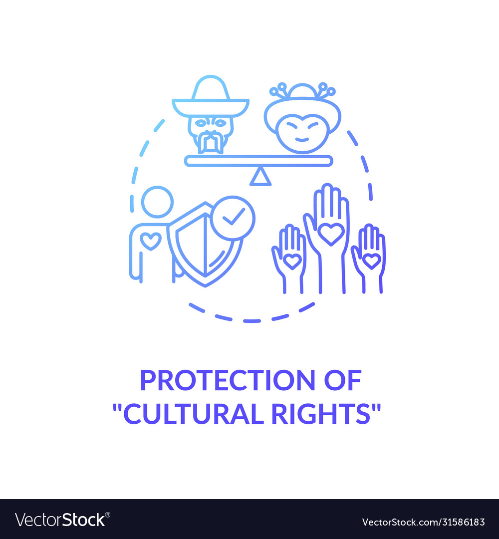 Protection cultural rights blue gradient vector image Protection cultural rights blue gradient