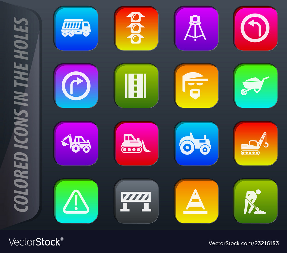 Road repair icon set