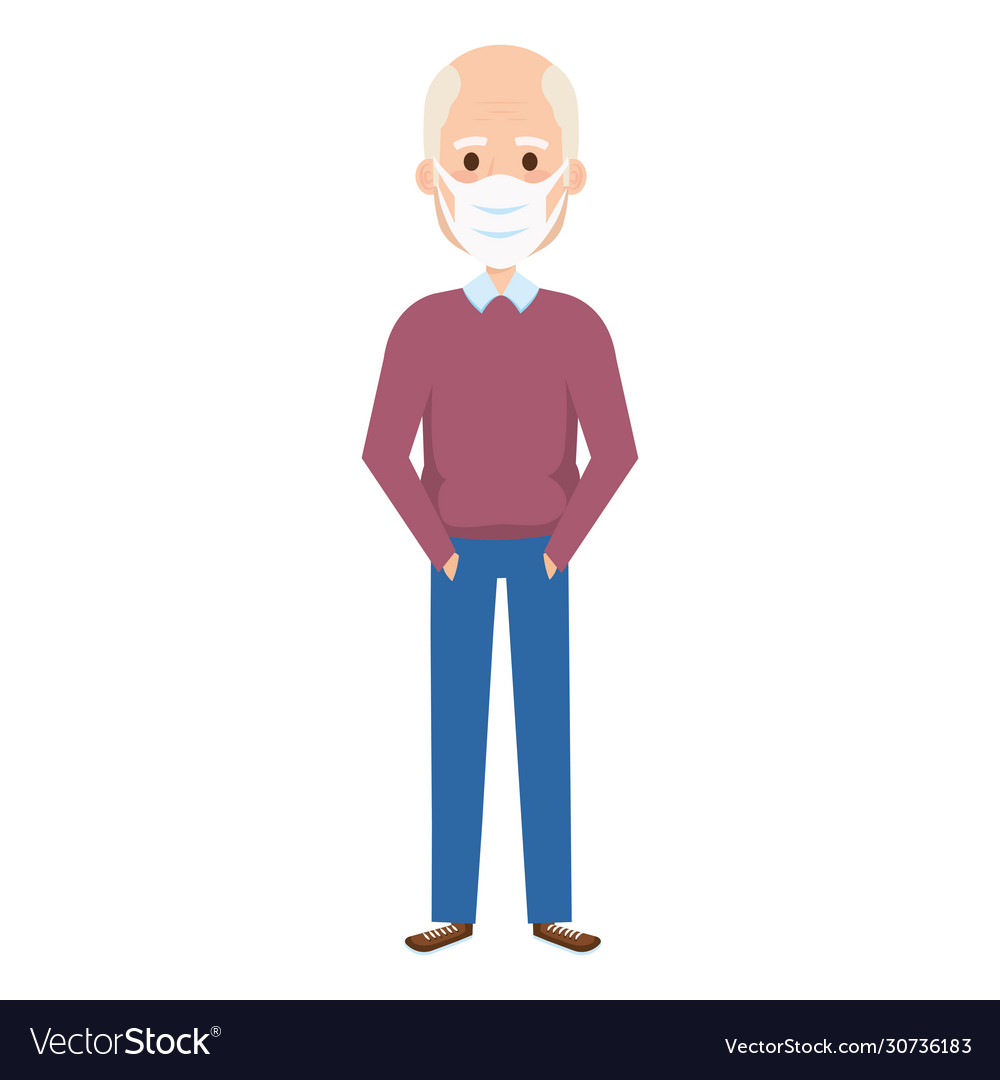 Senior Man Wearing Mask