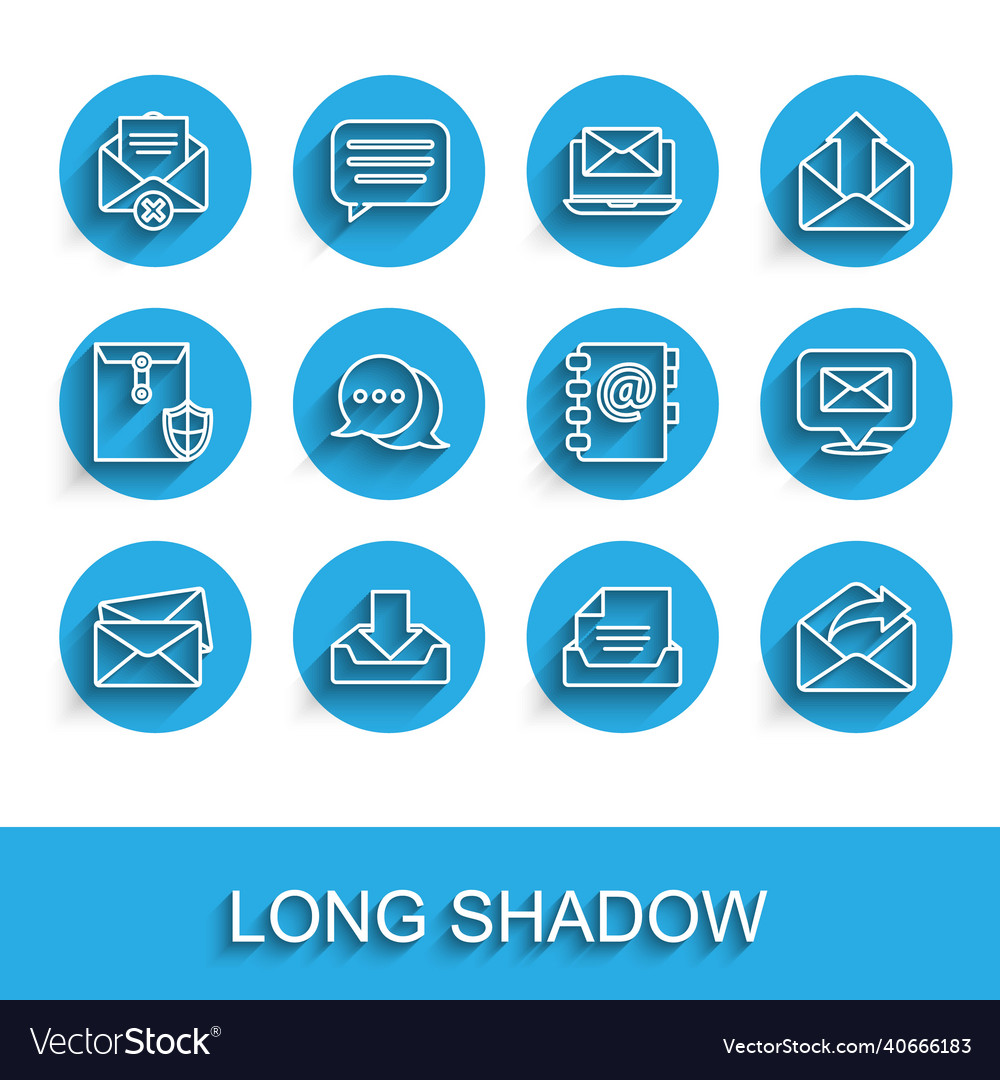 Set line envelope download inbox delete vector image Set line envelope download inbox delete