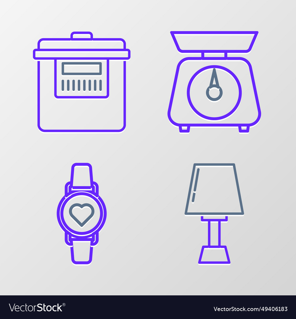 Set line table lamp smart watch showing heart