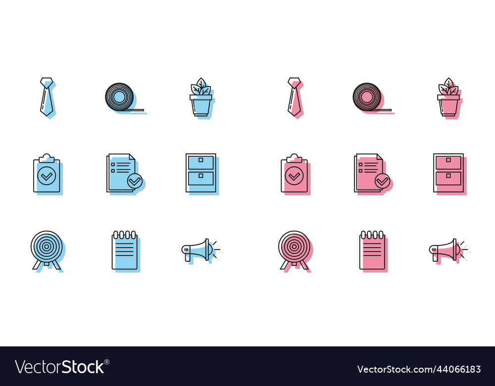 Set line target notebook tie megaphone document vector image Set line target notebook tie megaphone document