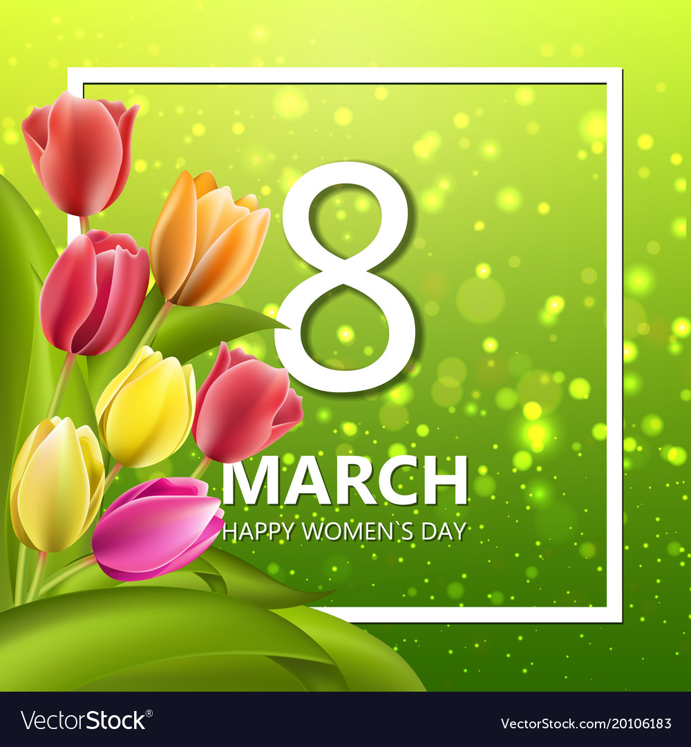 Spring text with tulip flower